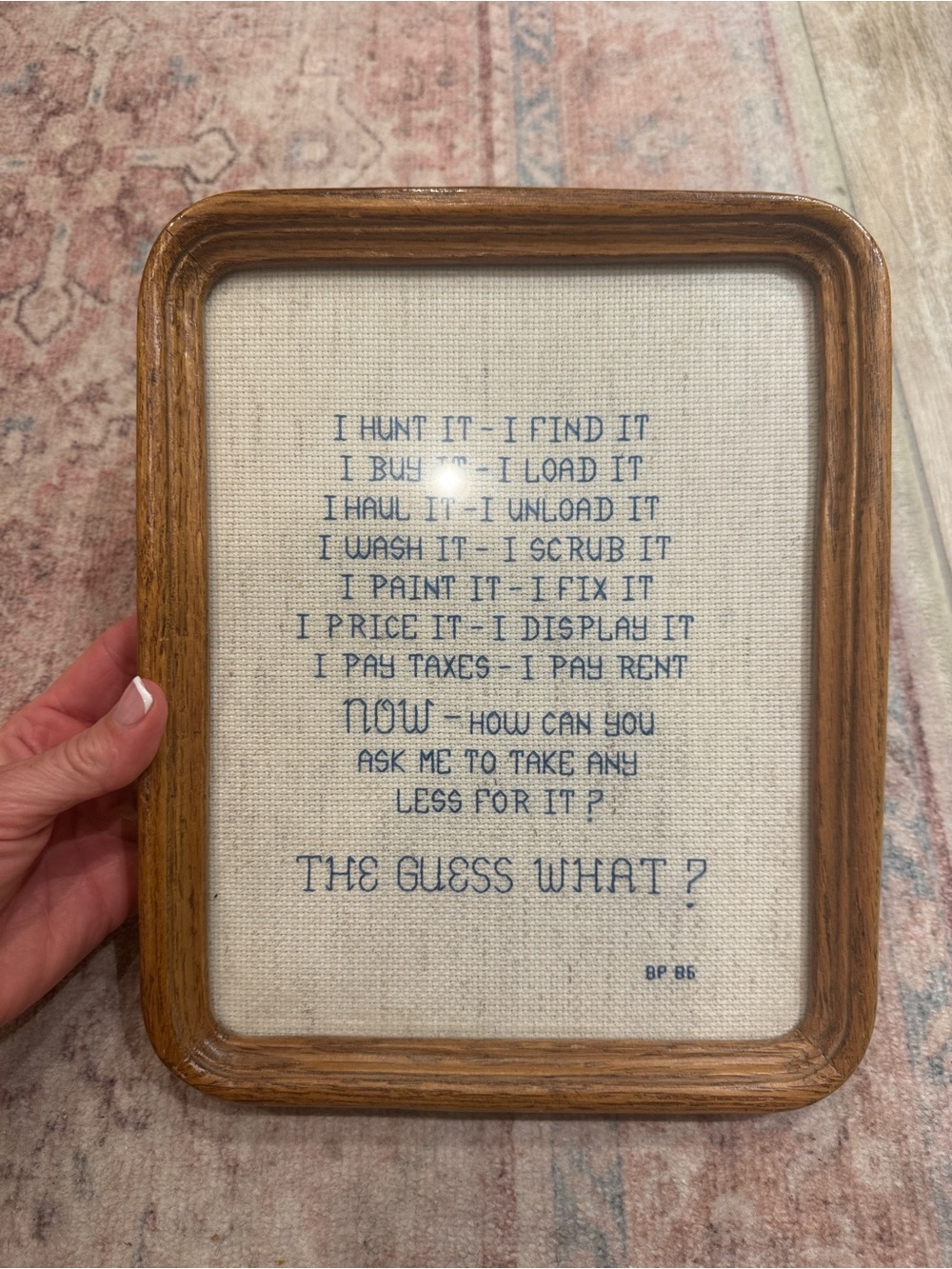 Vintage Framed Needlepoint Cross Stitch Wall Art - Home Accents thrift antique